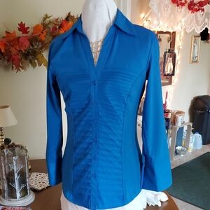 Zac & Rachel Vibrant Blue Woven Knit Top S